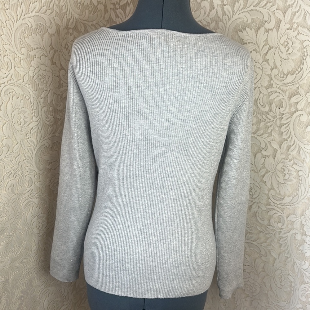 ❌SOLD❌Jessica Simpson Metallic Sweater Gray Silver - Picture 4 of 6